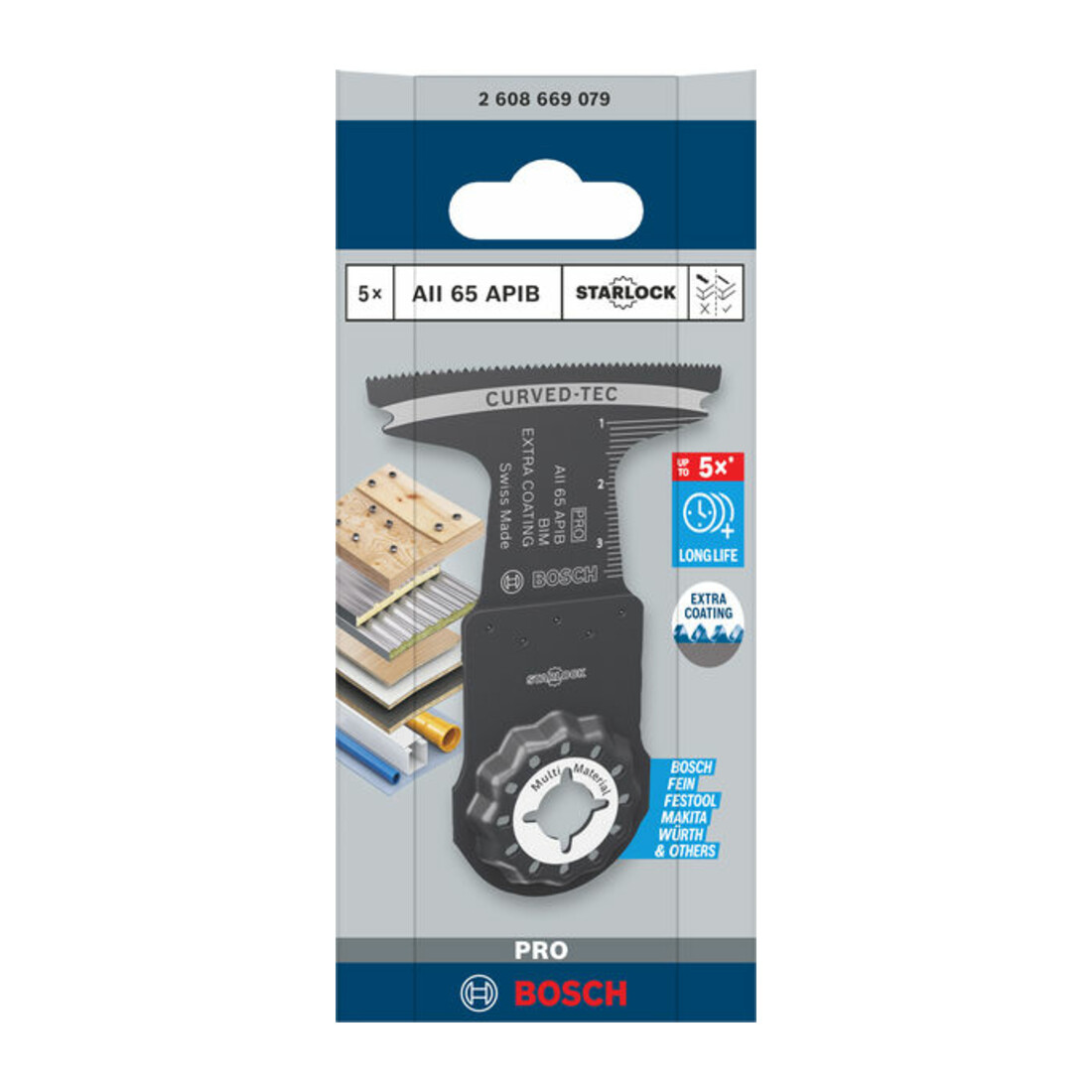 Bosch PRO AII 65 APIB Blatt für Multifunktionswerkzeuge, 65 x 40 mm, 5-tlg.