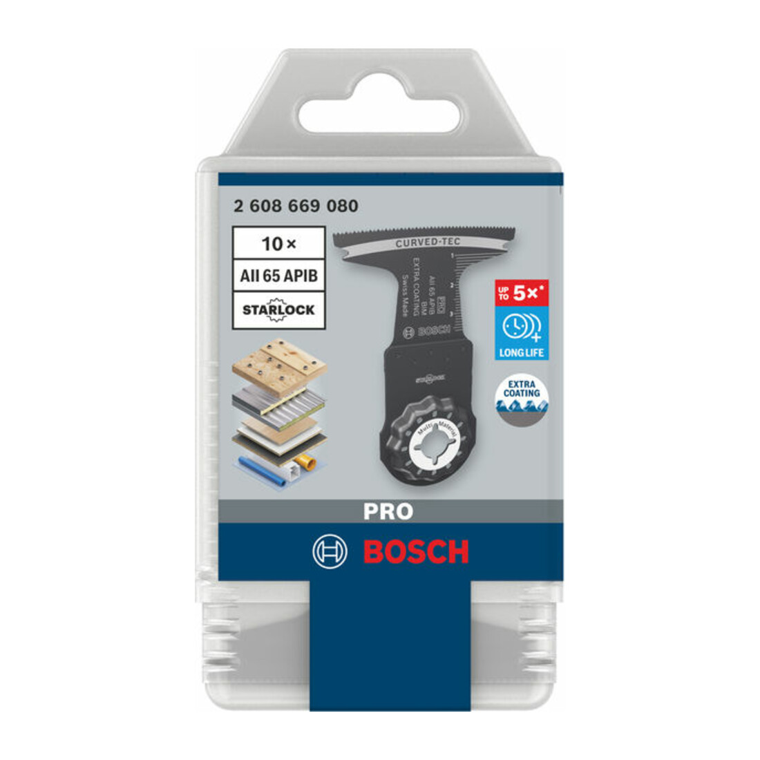 Bosch PRO AII 65 APIB Lame pour outils multifonctions, 65 x 40 mm, 10 pcs