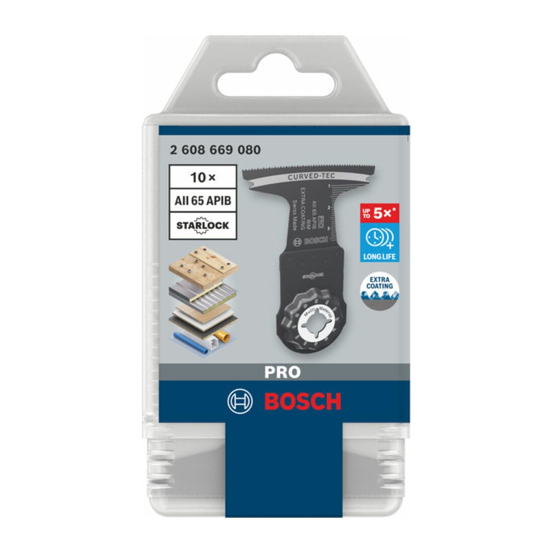 Bosch PRO AII 65 APIB Lame pour outils multifonctions, 65 x 40 mm, 10 pcs