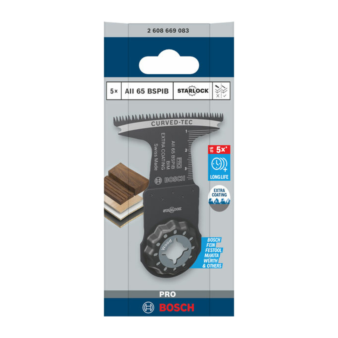 Bosch PRO AII 65 BSPIB Blatt für Multifunktionswerkzeuge, 65 x 40 mm, 5-tlg.