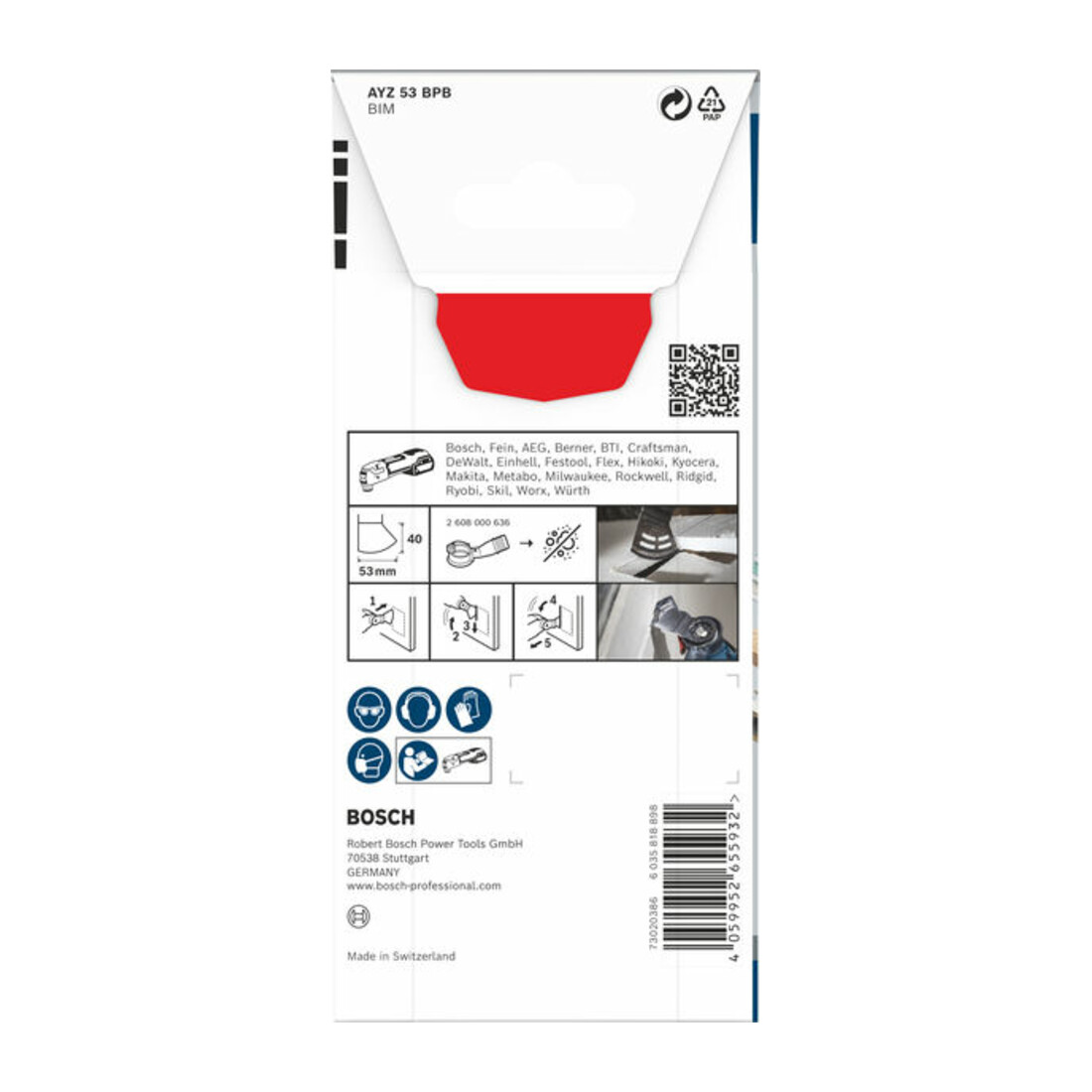 Bosch PRO AYZ 53 BPB Blatt für Multifunktionswerkzeuge, 53 x 40 mm