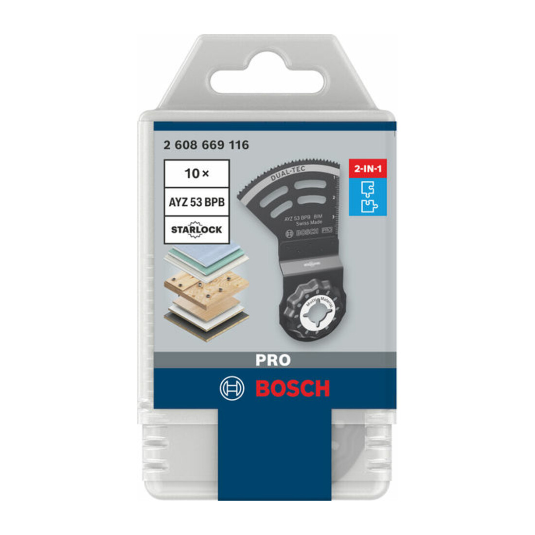 Bosch PRO AYZ 53 BPB Dual-Tec Blatt für Multifunktionswerkzeuge, 53 x 40 mm, 10-tlg.
