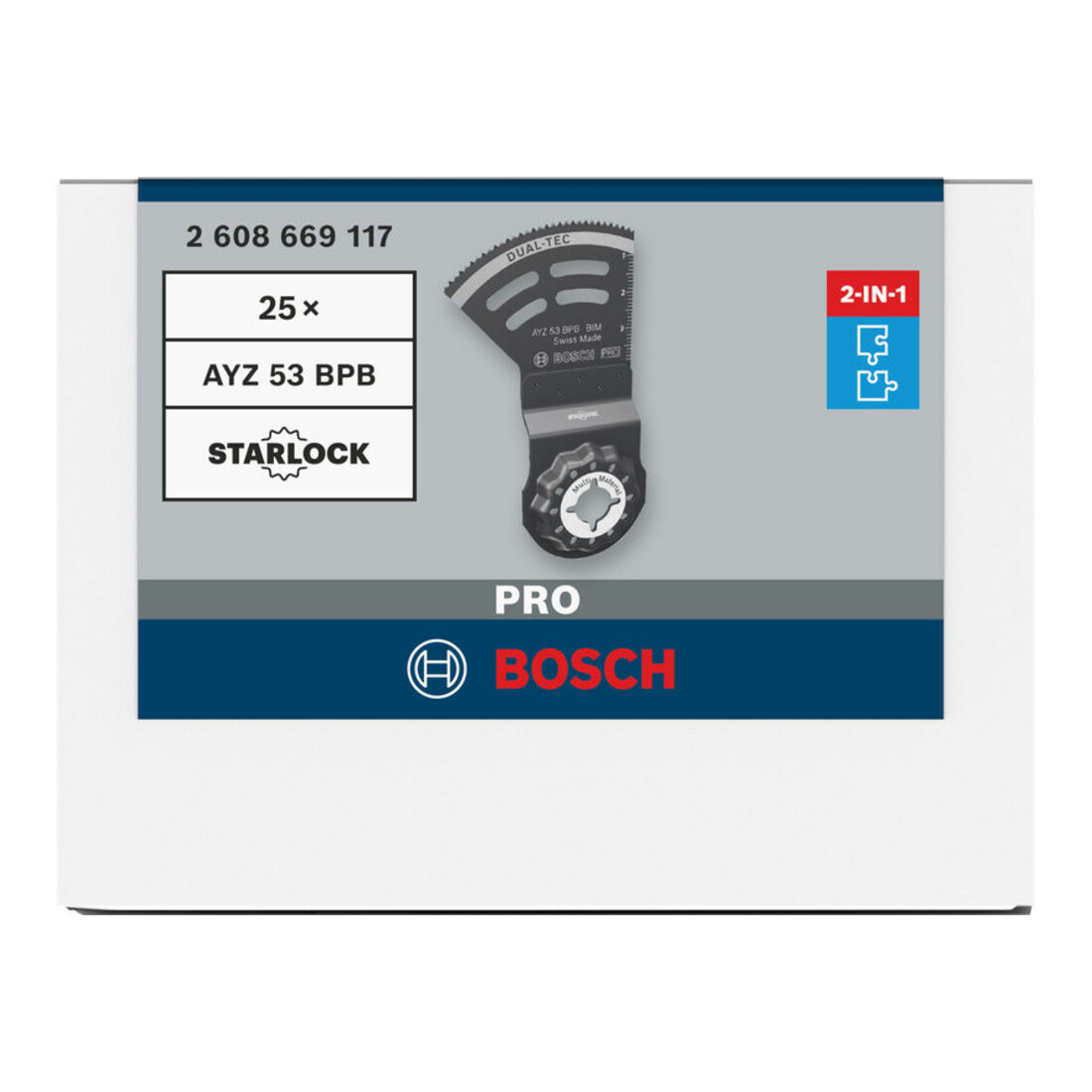 Bosch PRO AYZ 53 BPB Dual-Tec Blatt für Multifunktionswerkzeuge, 53 x 40 mm, 25-tlg.