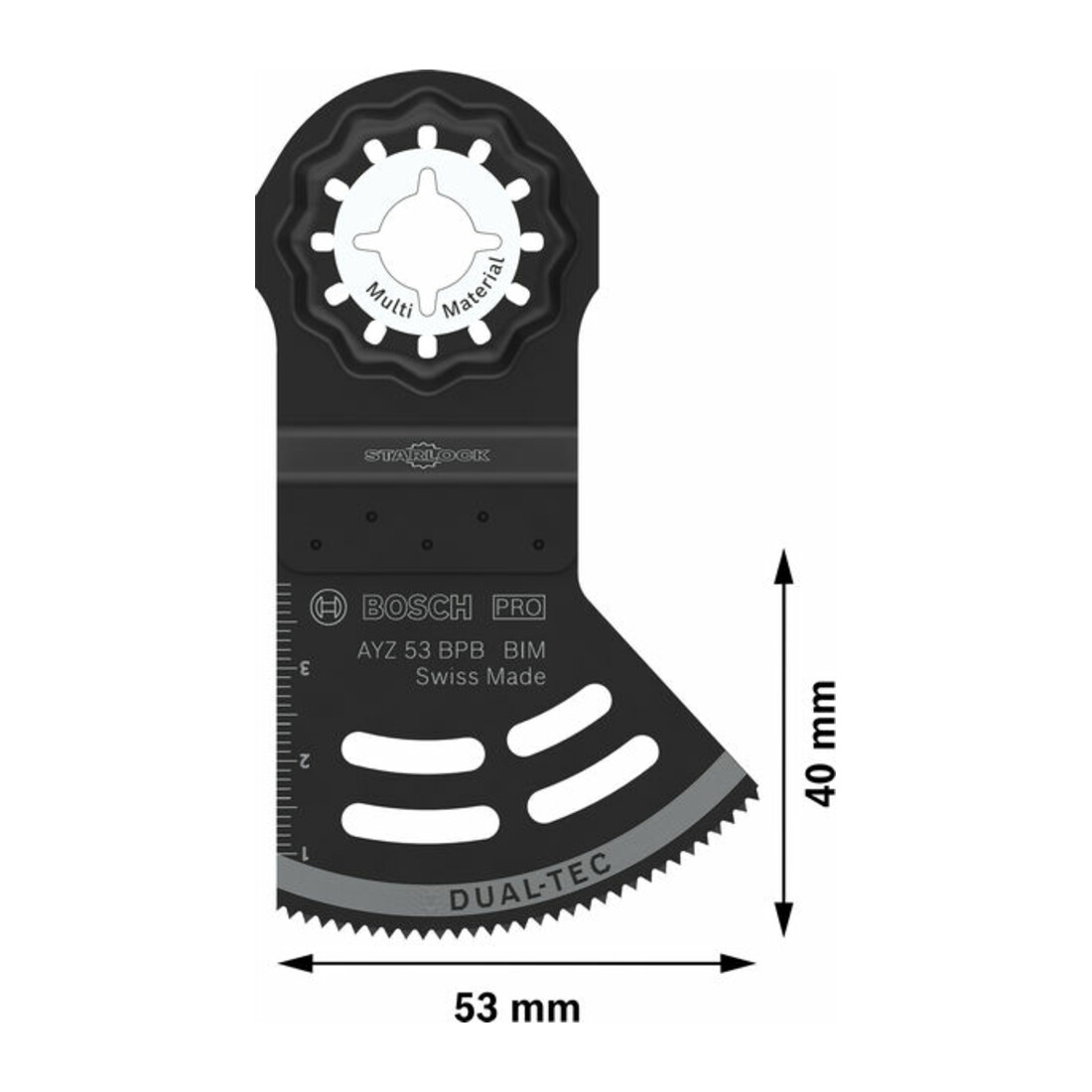 Bosch PRO AYZ 53 BPB Dual-Tec Blatt für Multifunktionswerkzeuge, 53 x 40 mm, 25-tlg.