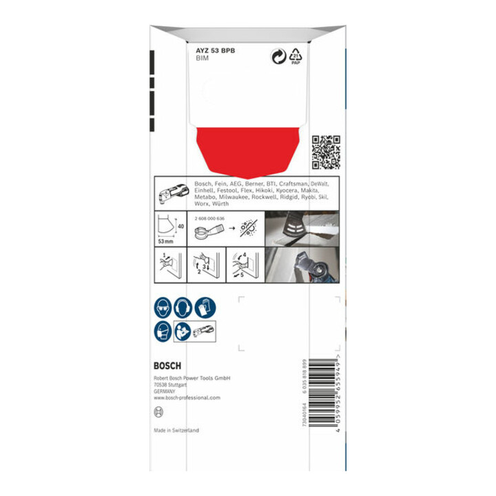 Bosch PRO AYZ 53 BPB Dual-Tec Blatt für Multifunktionswerkzeuge, 53 x 40 mm, 5-tlg.