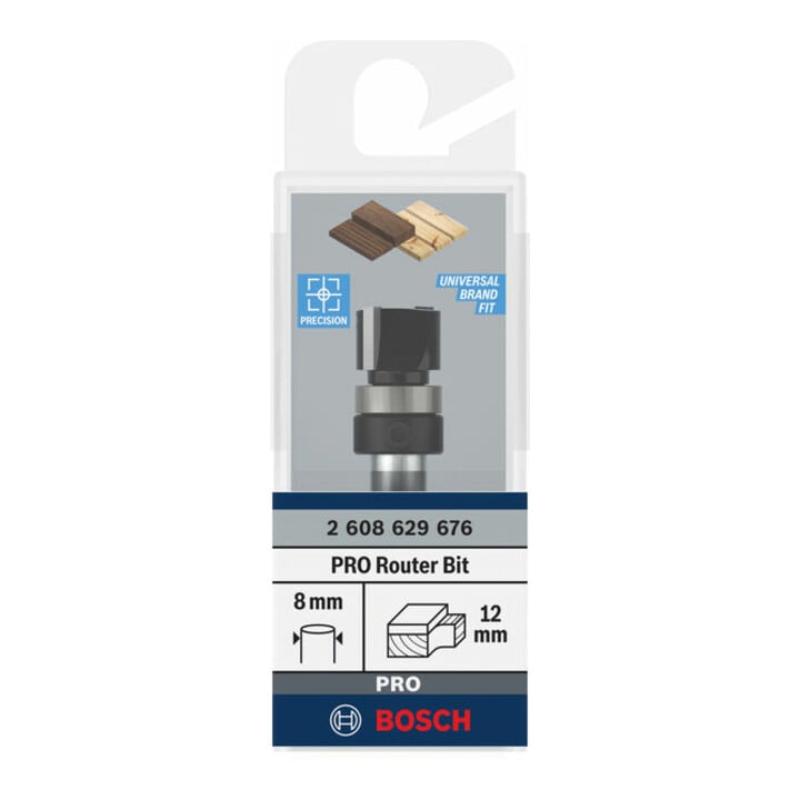 Bosch PRO Bündigfräser mit obenliegendem Führungskugellager, Ø12,7 x L9,5, Schaft 8 mm