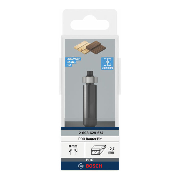 Bosch PRO Bündigfräser mit untenliegendem Führungskugellager,  Ø12,7 xL40, Schaft 8 mm