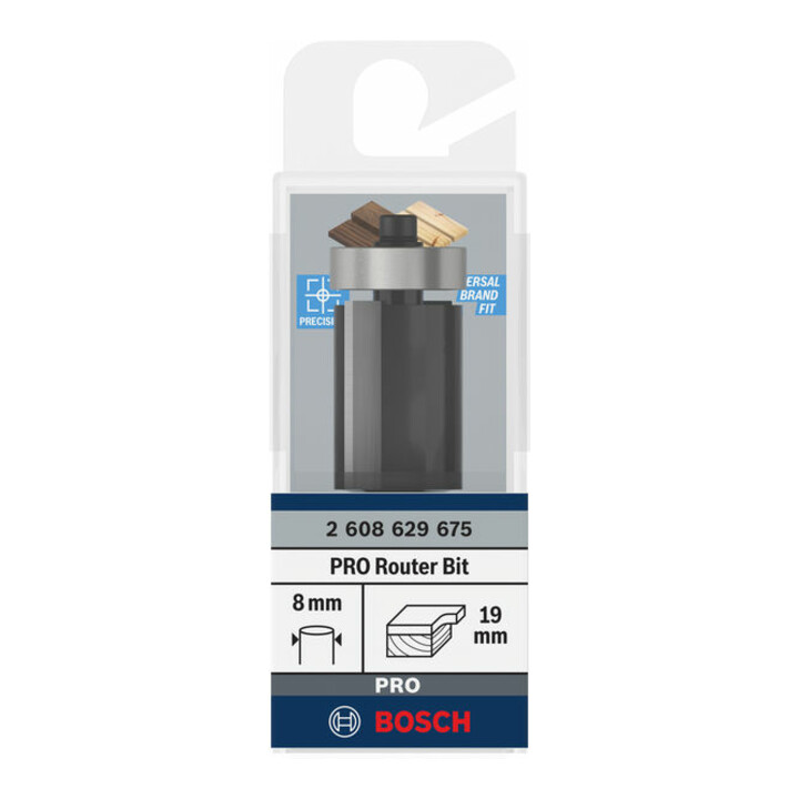 Bosch PRO Bündigfräser mit untenliegendem Führungskugellager, Ø19 x L25,4, Schaft 8 mm