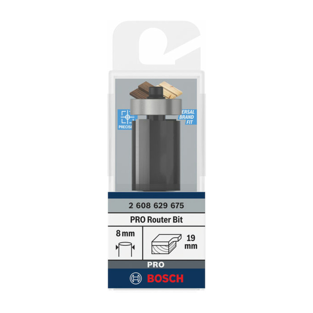 Bosch PRO Bündigfräser mit untenliegendem Führungskugellager, Ø19 x L25,4, Schaft 8 mm
