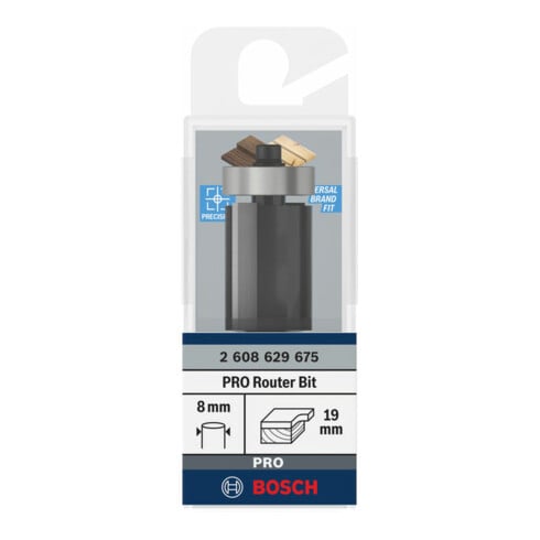 Bosch PRO Bündigfräser mit untenliegendem Führungskugellager, Ø19 x L25,4, Schaft 8 mm