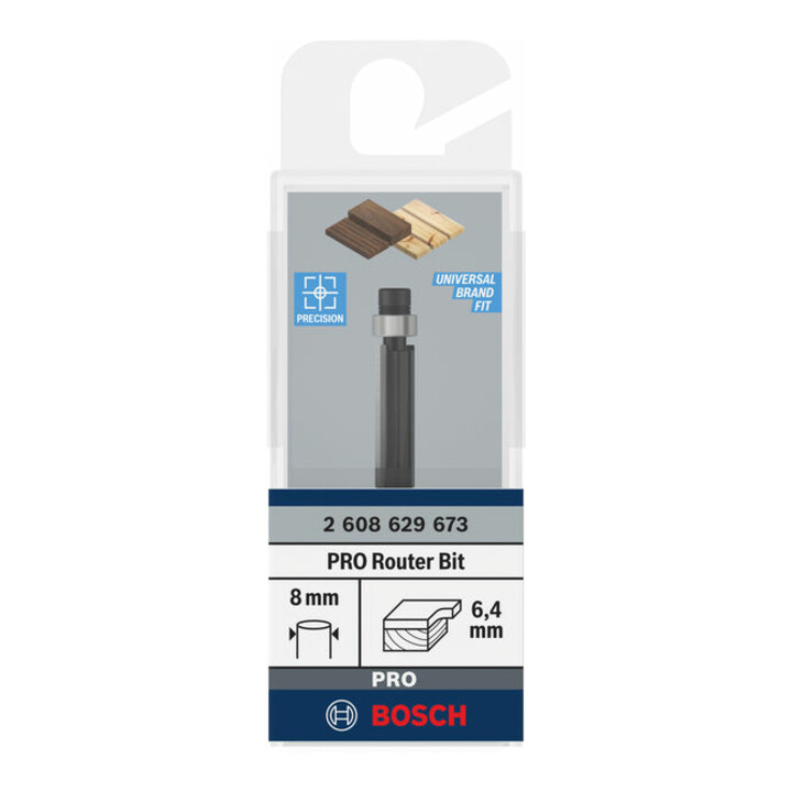 Bosch PRO Bündigfräser mit untenliegendem Führungskugellager, Ø6,35 x L20, Schaft 8 mm