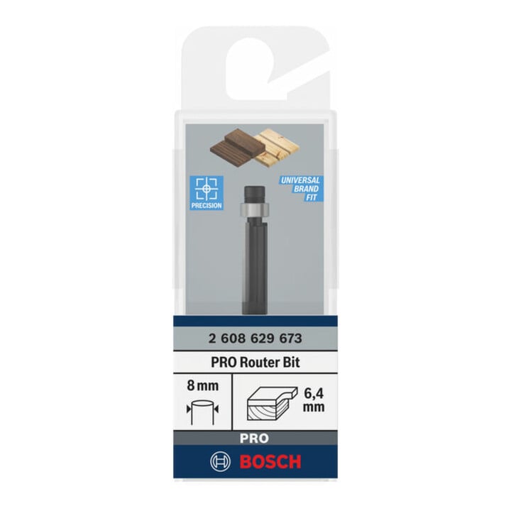 Bosch PRO Bündigfräser mit untenliegendem Führungskugellager, Ø6,35 x L20, Schaft 8 mm