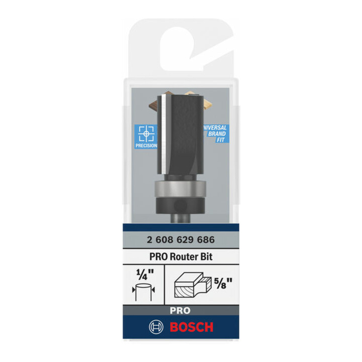 Bosch PRO Bündigfräser, obenliegendes Führungskugellager, Ø 5/8" x L 1", Schaft 1/4"