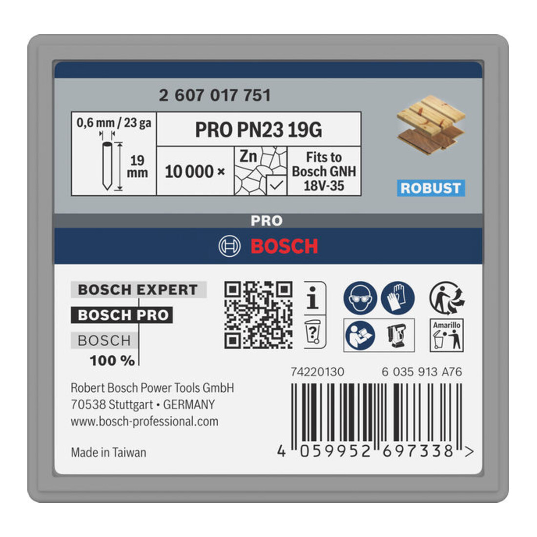 Bosch PRO Clous G-Pin PN23, 0,65/23 g, galvanisés, 19 mm, 10 000 pcs