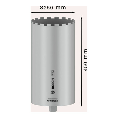 Bosch PRO Couronne trépan humide, 250 x 450 mm, 1 1/4" UNC