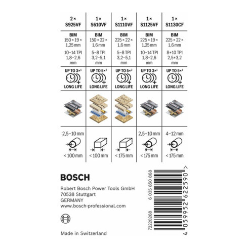 Bosch PRO Demolition Säbelsägeblatt Set, 6-tlg.