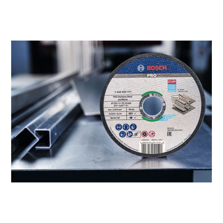 Bosch PRO Disque à tronçonner acier inoxydable et métal, 125 x 1 x 22,23 mm, droit, 100 pcs