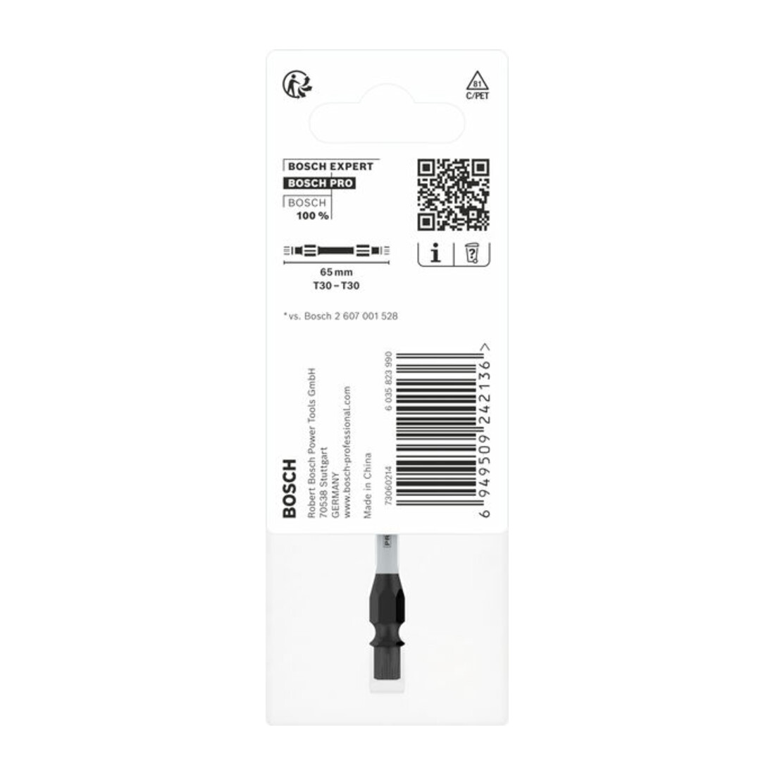 Bosch PRO embout de vissage à double lame avec inserts Pick and Click, T30, 65 mm