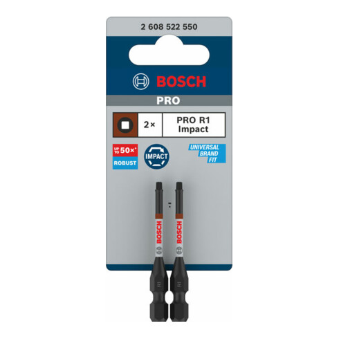 Bosch PRO Embout d'impact Robertson, R1, 55 mm, 2 pcs