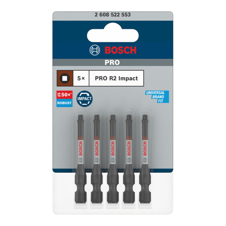 Bosch PRO Embout d'impact Robertson, R2, 55 mm, 5 pcs