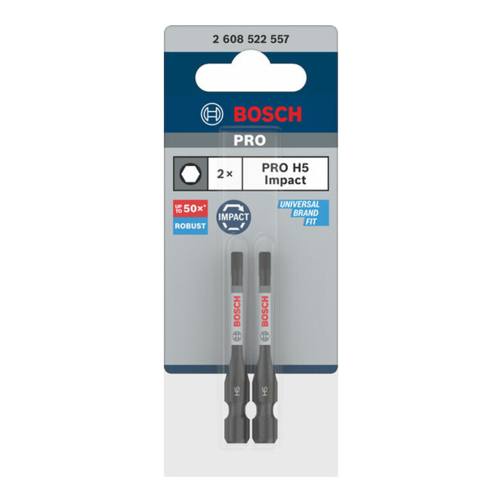 Bosch PRO Embout Hexagonal Impact, H5, 55 mm, 2 pcs
