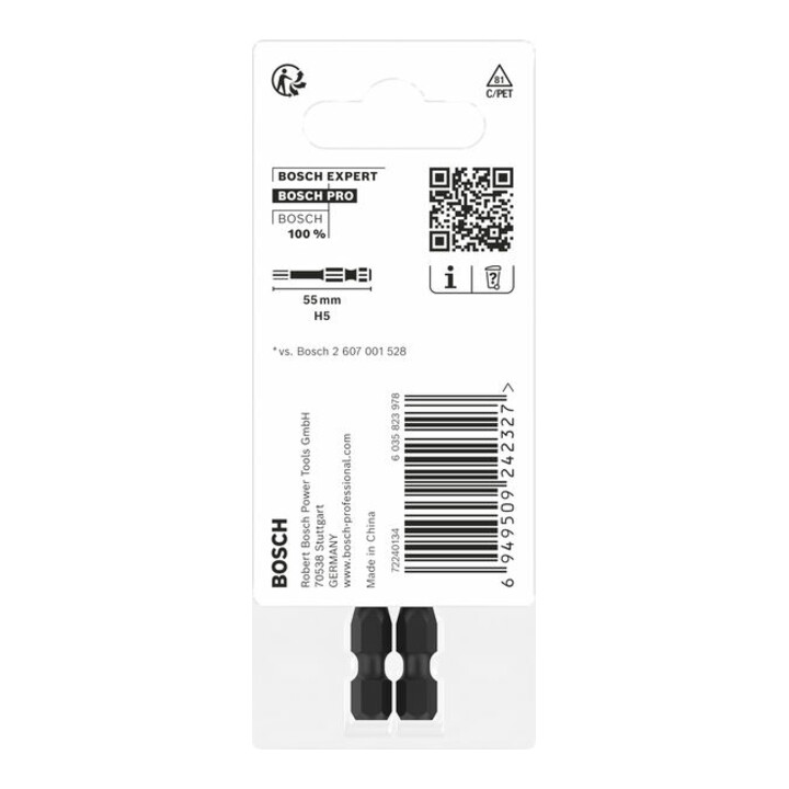 Bosch PRO Embout Hexagonal Impact, H5, 55 mm, 2 pcs