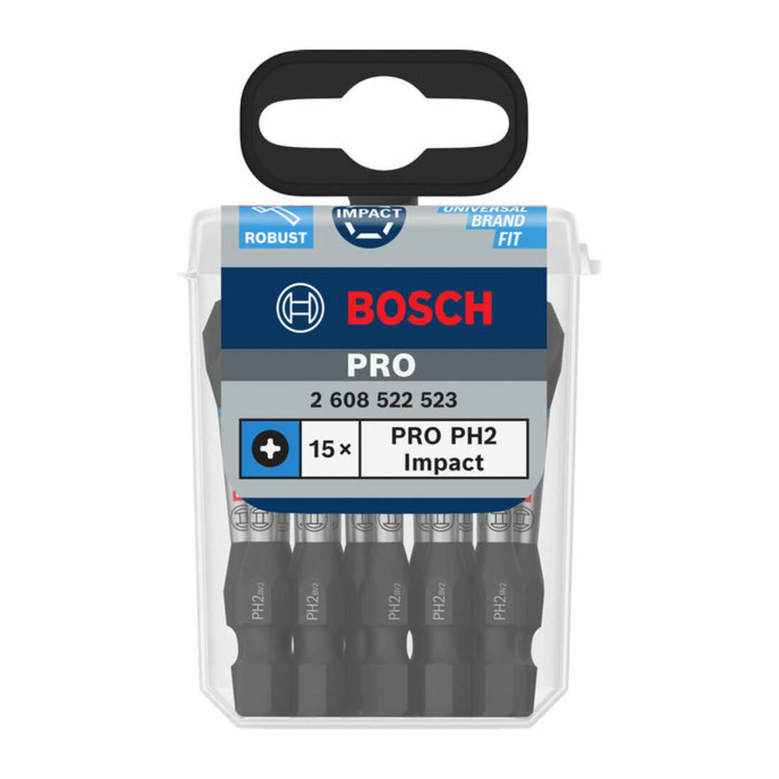 Bosch PRO Embout Phillips à chocs, PH2, 55 mm, 15 pcs