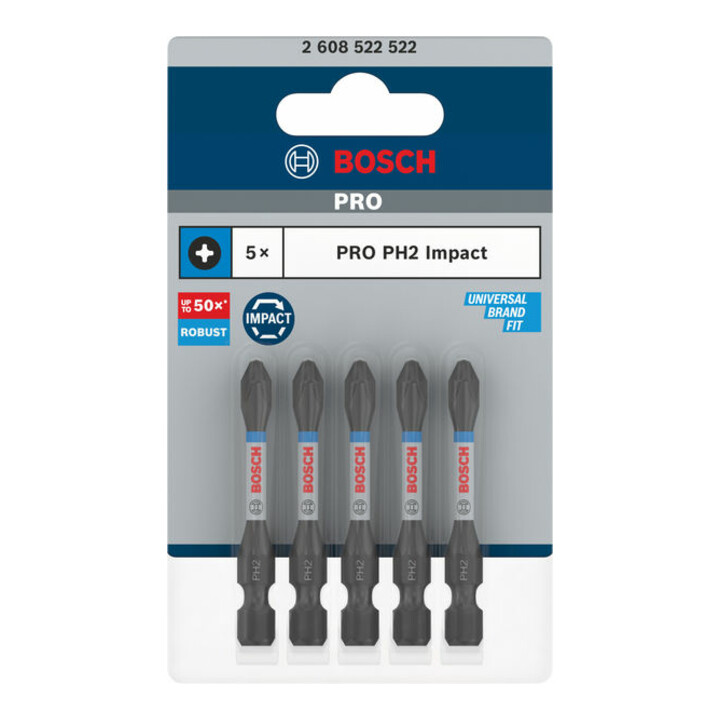 Bosch PRO Embout Phillips à percussion, PH2, 55 mm, 5 pcs