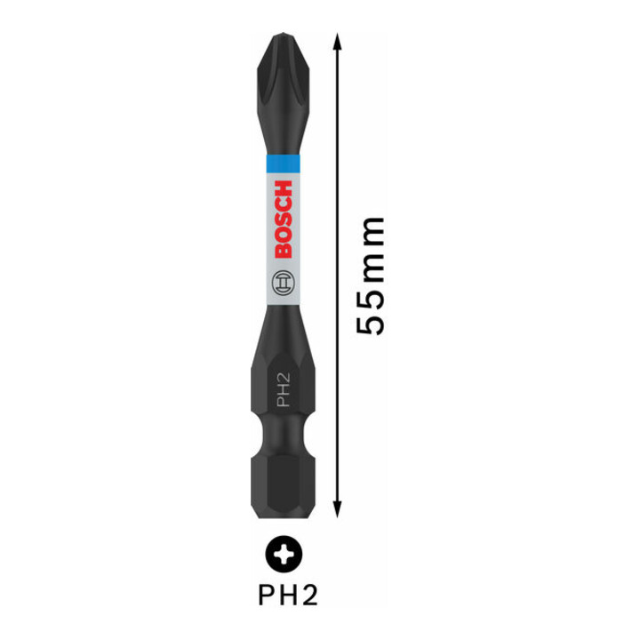 Bosch PRO Embout Phillips à percussion, PH2, 55 mm, 5 pcs