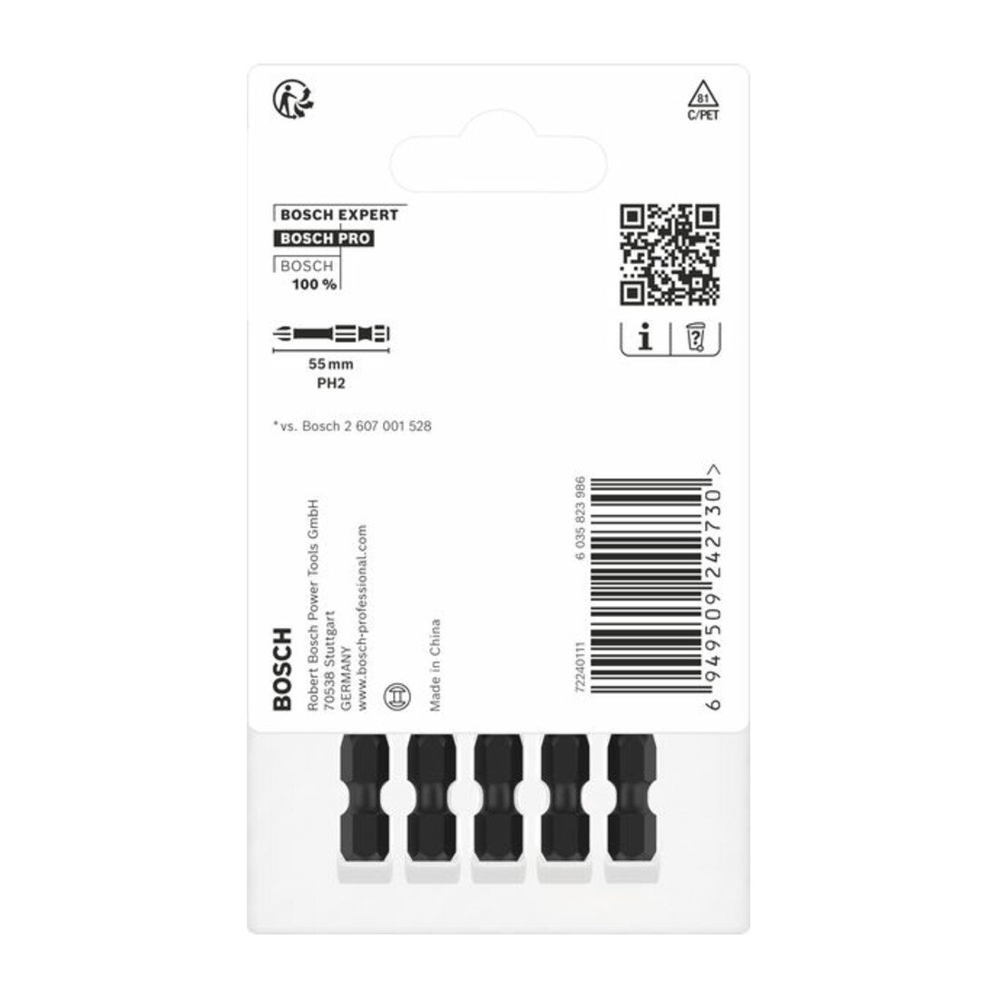 Bosch PRO Embout Phillips à percussion, PH2, 55 mm, 5 pcs