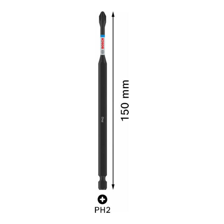 Bosch PRO Embout Phillips pour visseuse à chocs, PH2, 150 mm
