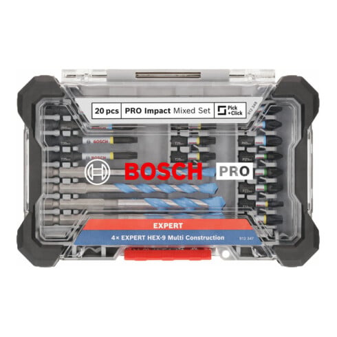 Bosch PRO Embouts de vissage et jeu de forets Multi Construction, 20 pcs