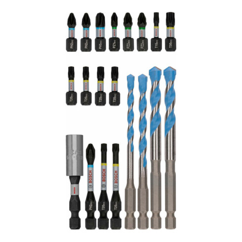 Bosch PRO Embouts de vissage et jeu de forets Multi Construction, 20 pcs