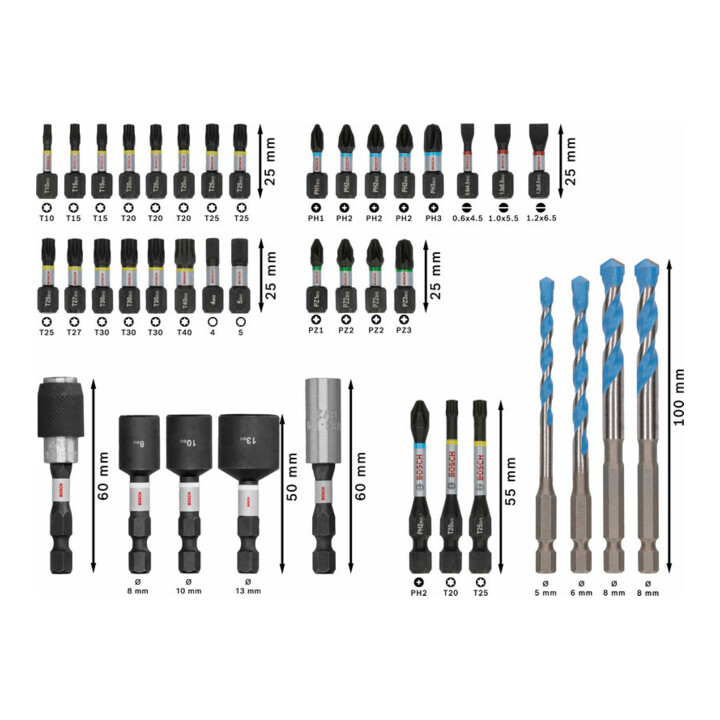Bosch PRO Embouts de vissage et set de forets Multi Construction, 40 pcs