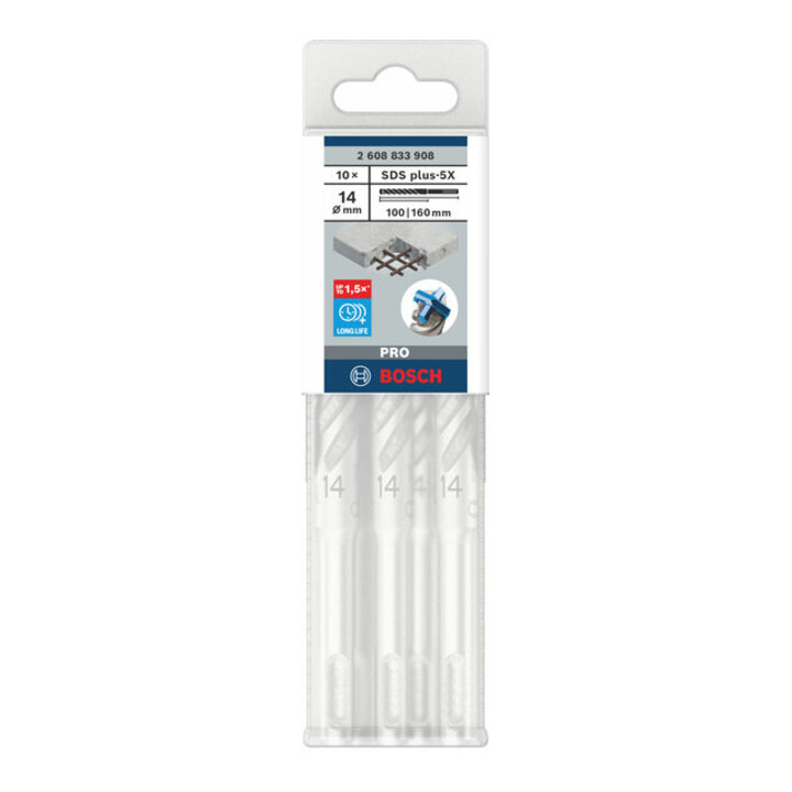 Bosch PRO Foret à percussion SDS plus-5X, 14 x 100 x 160 mm, 10 pcs