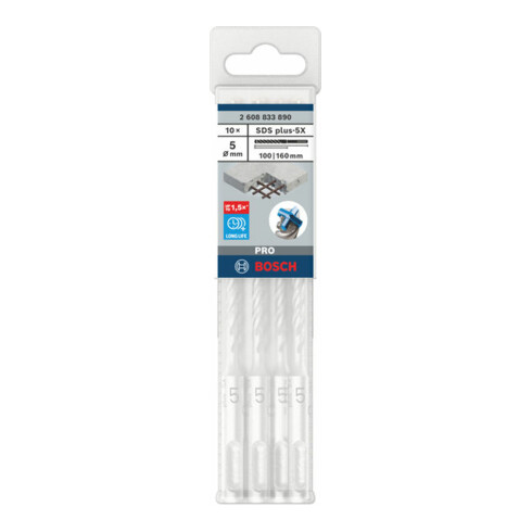 Bosch PRO Foret à percussion SDS plus-5X, 5 x 100 x 160 mm, 10 pcs