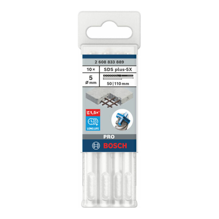 Bosch PRO Foret à percussion SDS plus-5X, 5 x 50 x 110 mm, 10 pcs