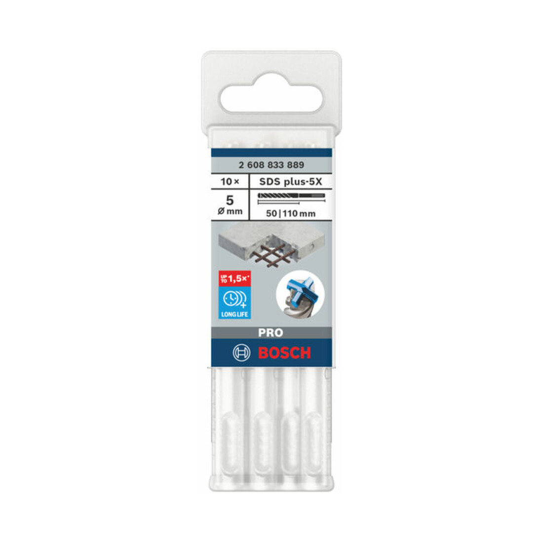 Bosch PRO Foret à percussion SDS plus-5X, 5 x 50 x 110 mm, 10 pcs