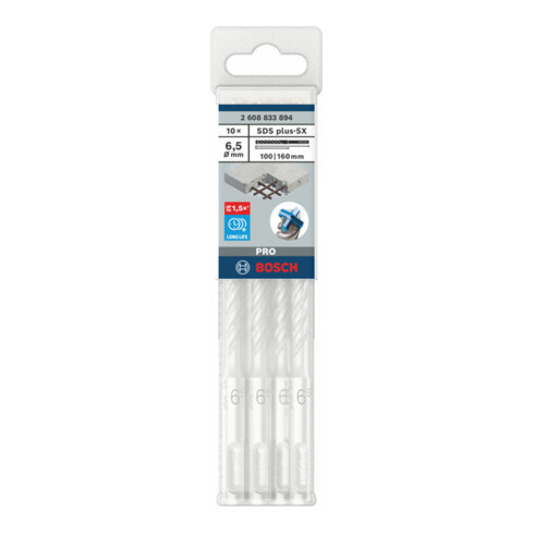 Bosch PRO Foret à percussion SDS plus-5X, 6,5 x 100 x 160 mm, 10 pcs