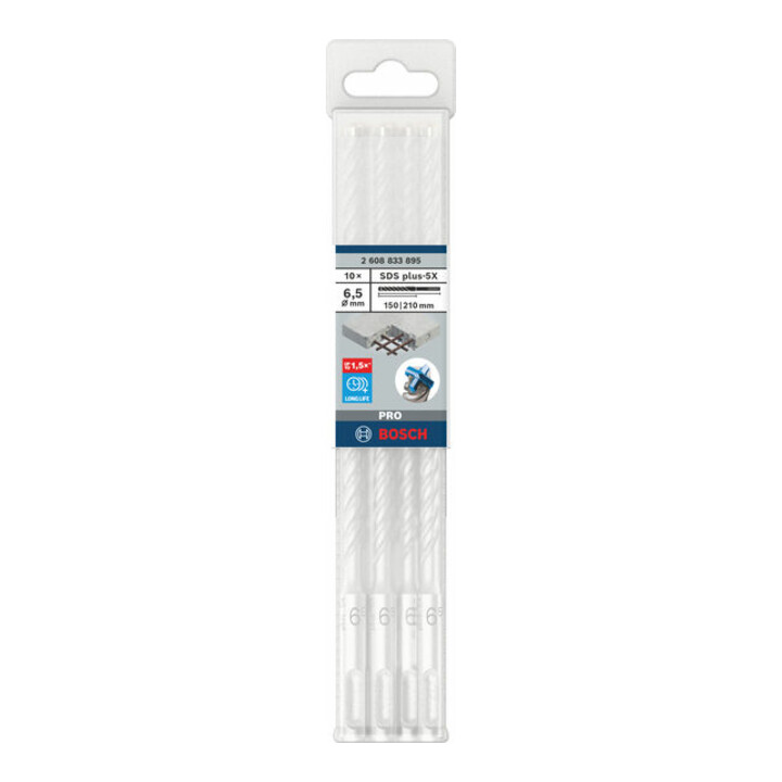 Bosch PRO Foret à percussion SDS plus-5X, 6,5 x 150 x 210 mm, 10 pcs