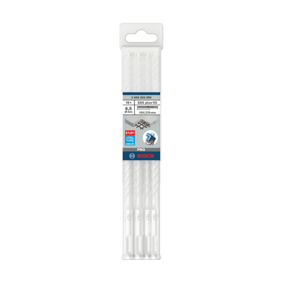 Bosch PRO Foret à percussion SDS plus-5X, 6,5 x 150 x 210 mm, 10 pcs