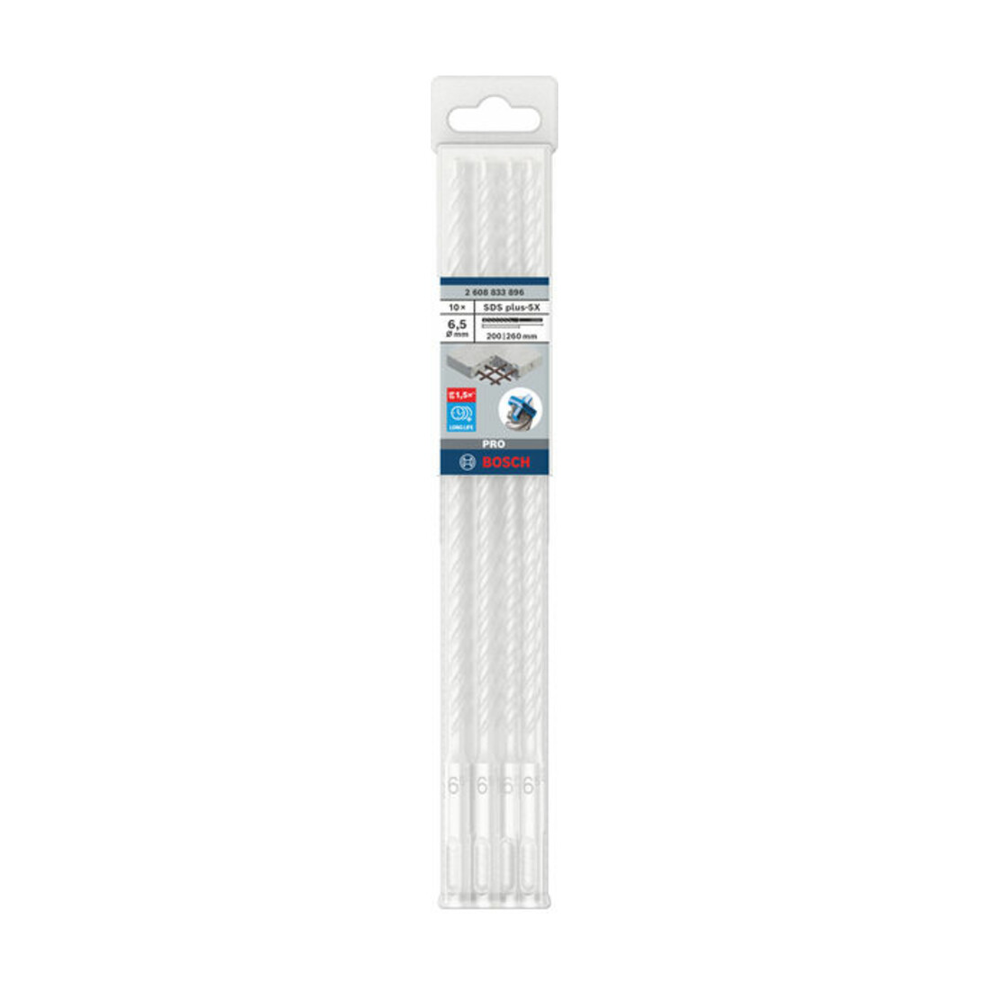 Bosch PRO Foret à percussion SDS plus-5X, 6,5 x 200 x 260 mm, 10 pcs