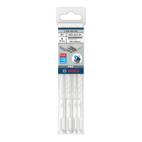 Bosch PRO Foret à percussion SDS plus-5X, 6 x 100 x 160 mm, 10 pcs