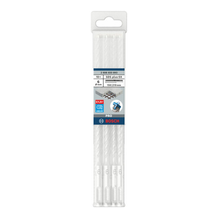 Bosch PRO Foret à percussion SDS plus-5X, 6 x 150 x 210 mm, 10 pcs
