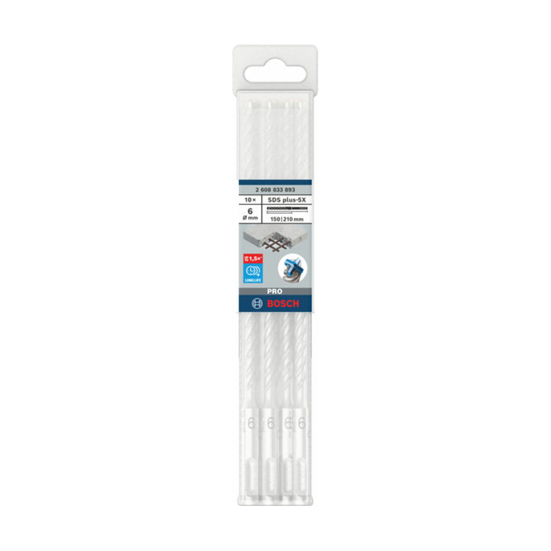 Bosch PRO Foret à percussion SDS plus-5X, 6 x 150 x 210 mm, 10 pcs
