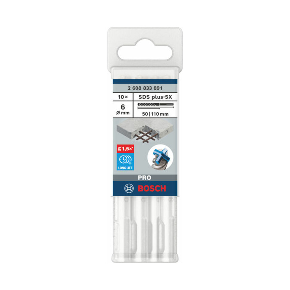 Bosch PRO Foret à percussion SDS plus-5X, 6 x 50 x 110 mm, 10 pcs