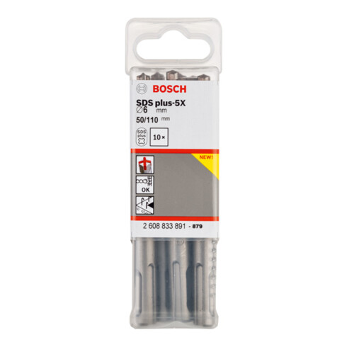 Bosch PRO Foret à percussion SDS plus-5X, 6 x 50 x 110 mm, 10 pcs