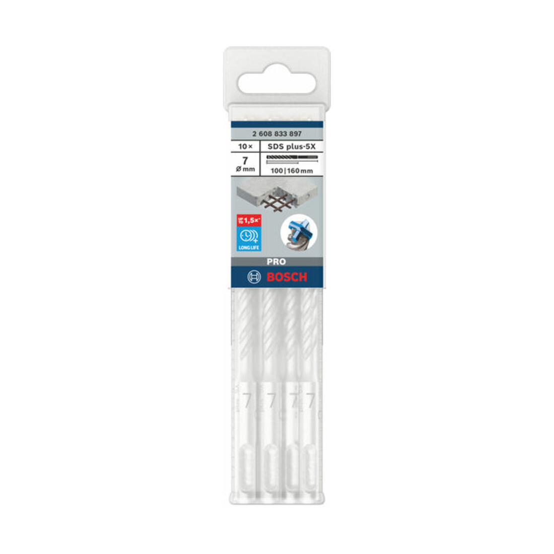 Bosch PRO Foret à percussion SDS plus-5X, 7 x 100 x 160 mm, 10 pcs