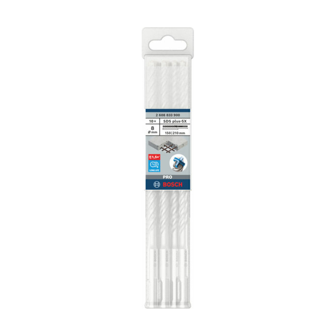 Bosch PRO Foret à percussion SDS plus-5X, 8 x 150 x 210 mm, 10 pcs