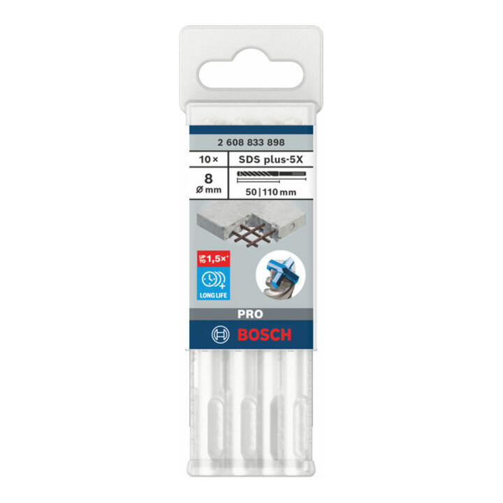 Bosch PRO Foret à percussion SDS plus-5X, 8 x 50 x 110 mm, 10 pcs.